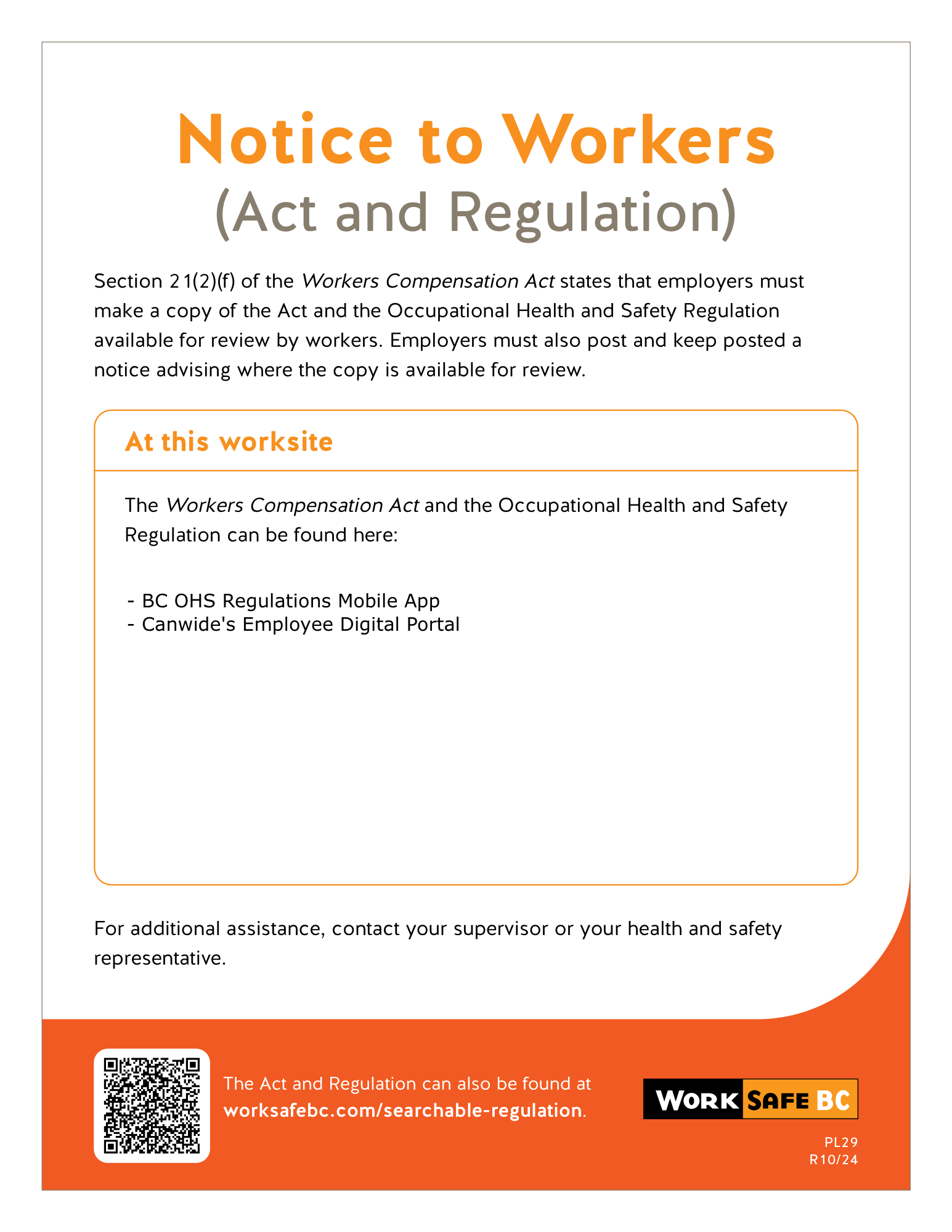 Notice to Worker Poster